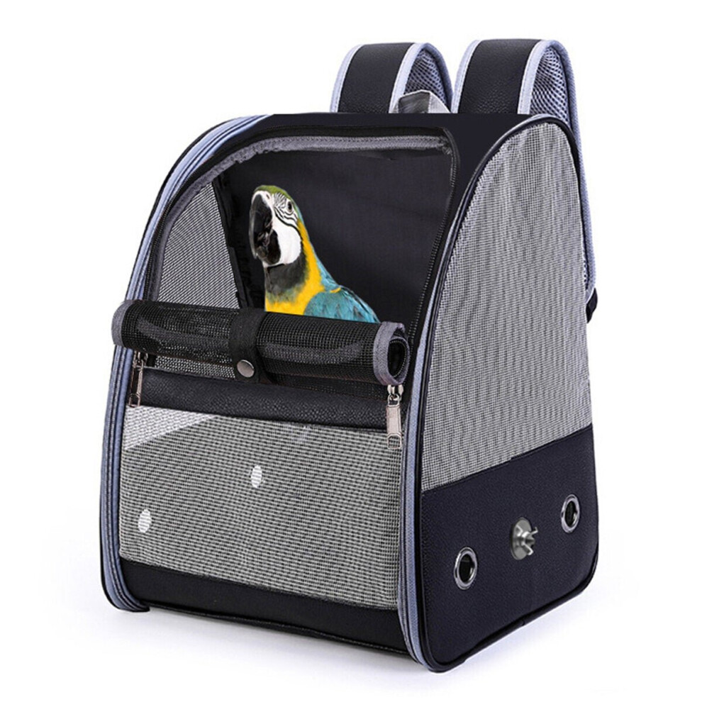 (Black) Bird Parrot Carrier Breathable Travel Cage Carrying Backpack Pet Shoulder Bag