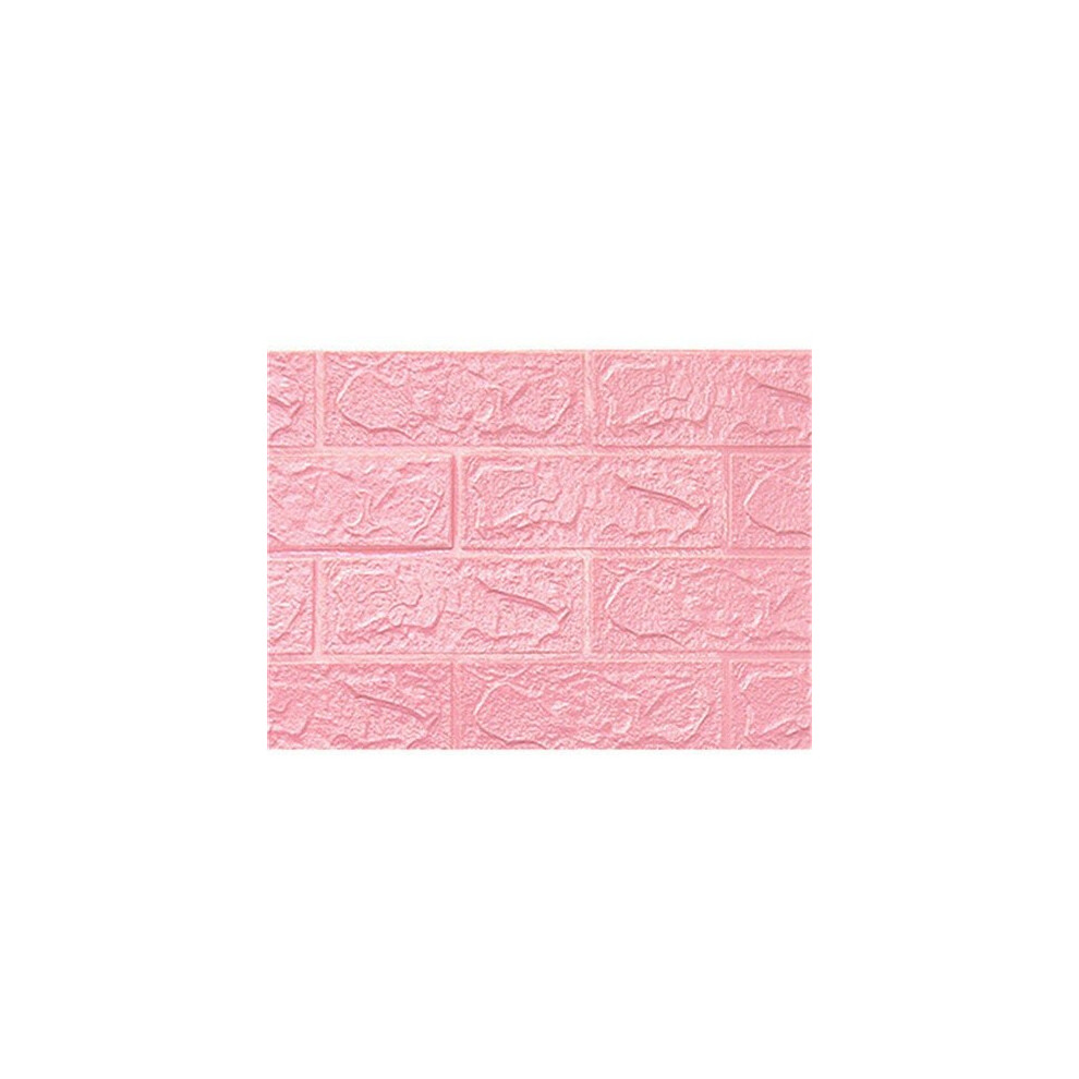 (Pink) 20Pcs/Set 3D Brick Wall Sticker Self-adhesive Panel Decal Waterproof PE Foam Wallpaper for TV Walls Sofa Background Decor