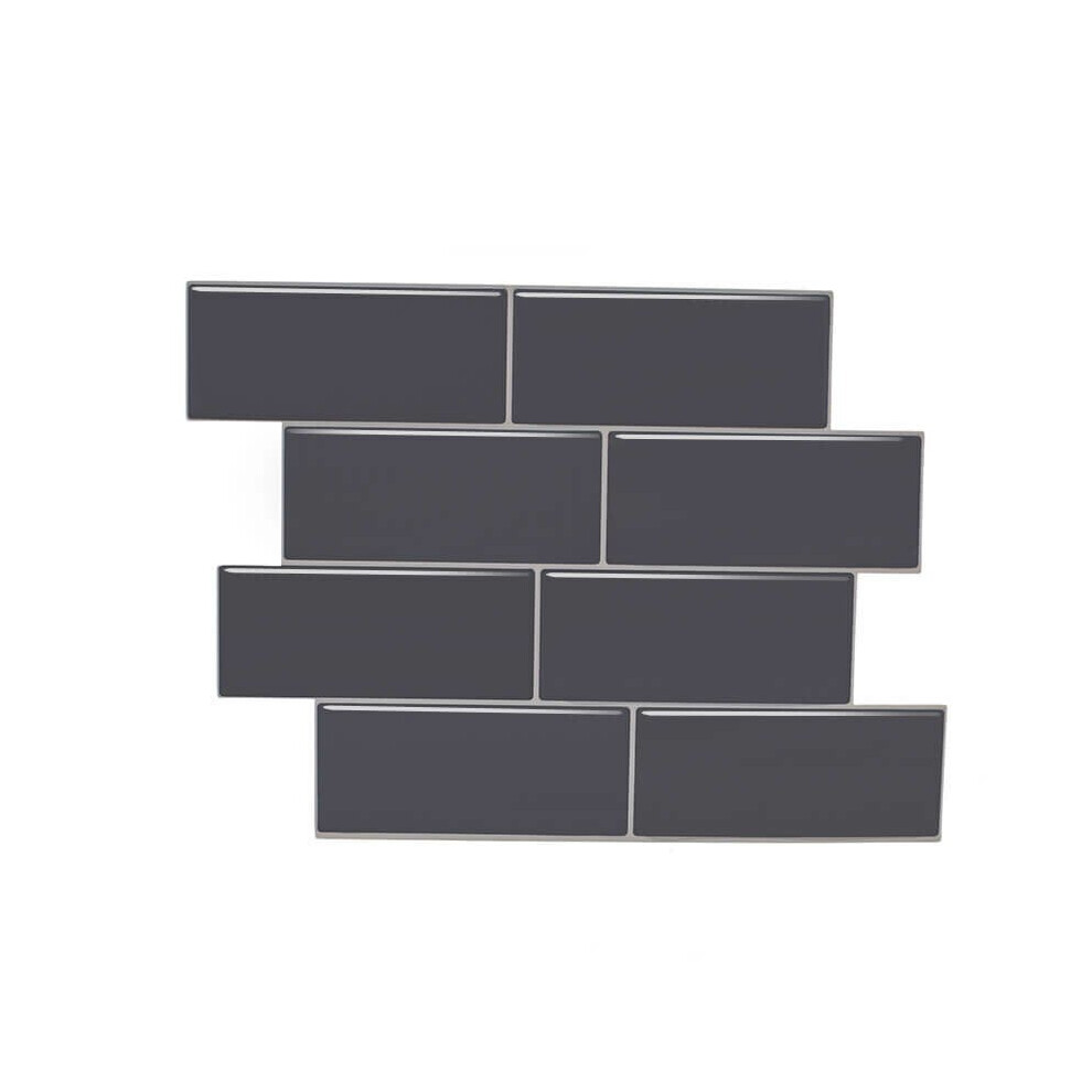 (Black) 12inch DIY Tile Stickers 3D Brick Wall Self-adhesive Sticker Bathroom Kitchen