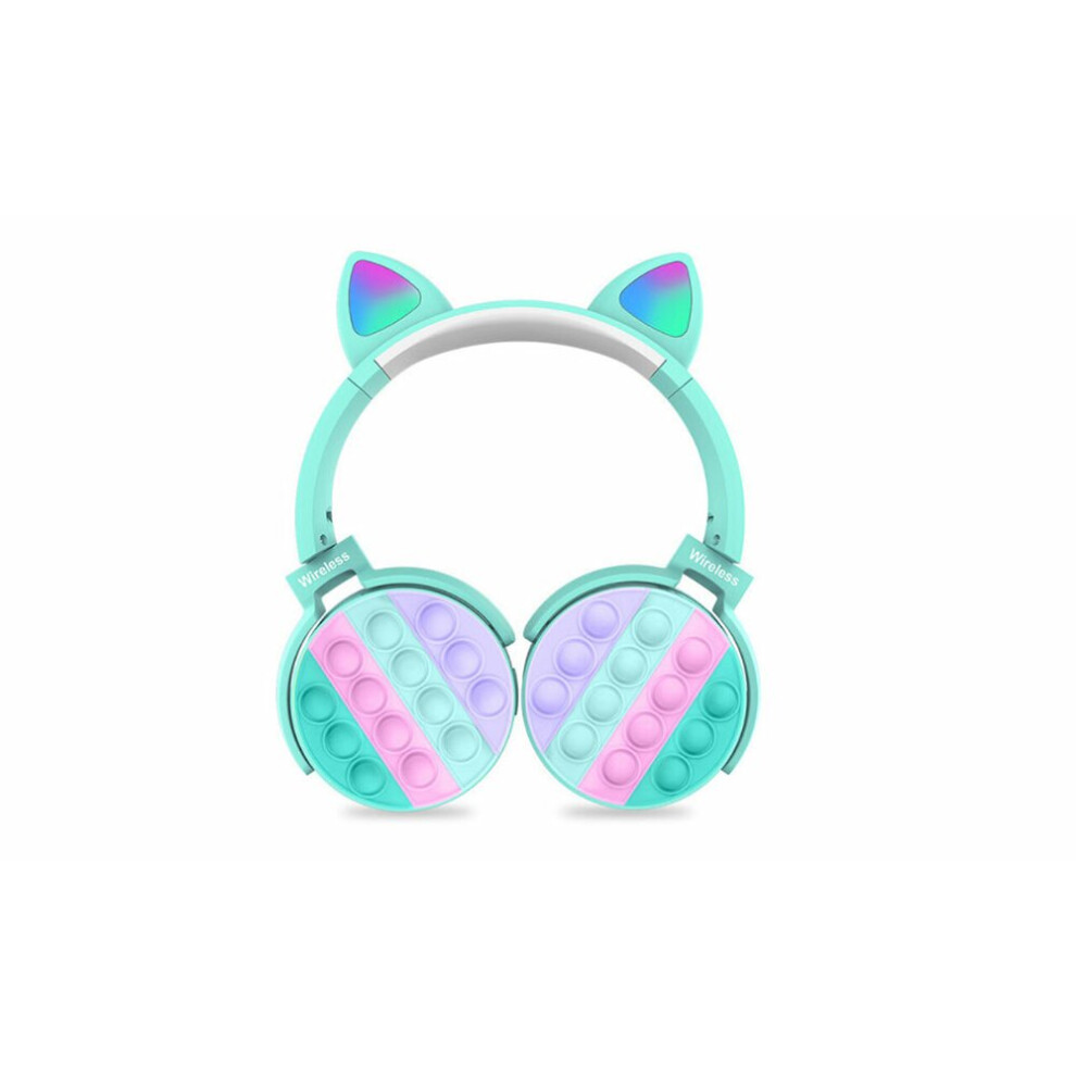 (Green) Rainbow Cat Push Pop Headset