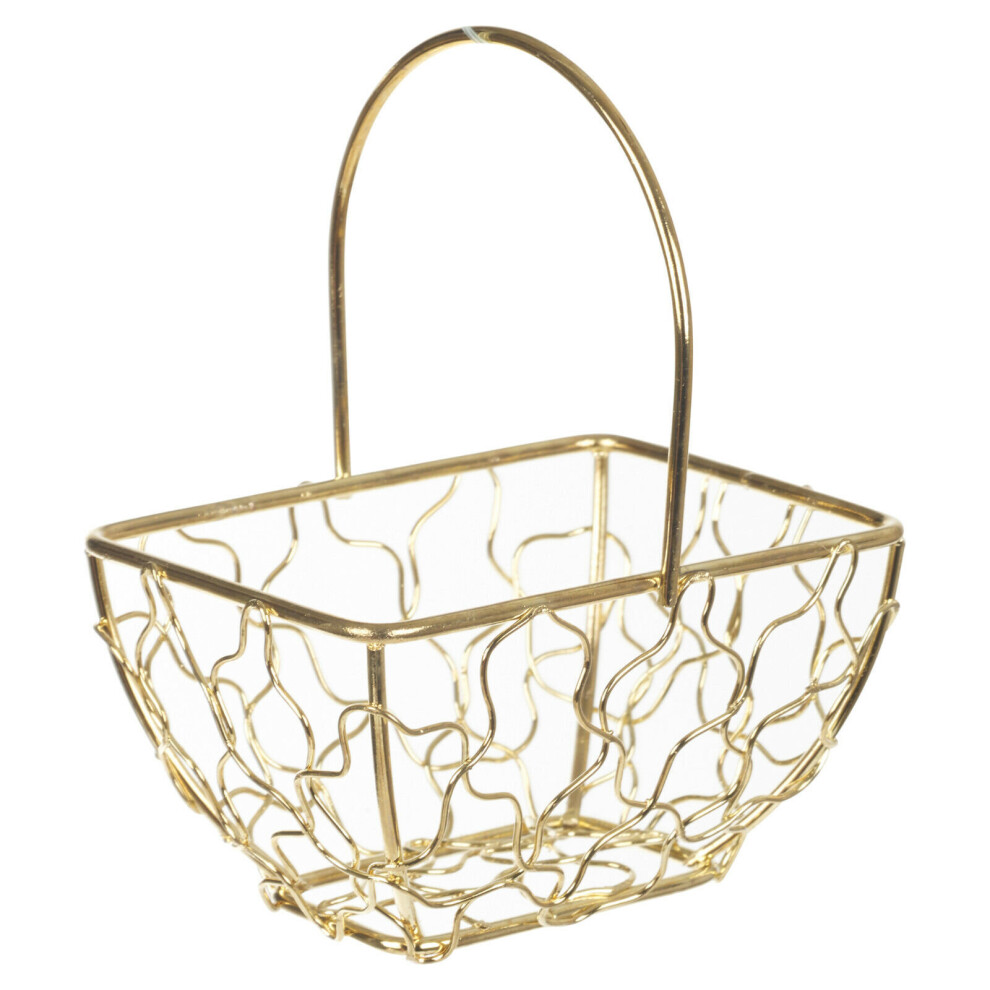Urbn Living (Rectangle Basket, ) 6X Wire Metal Mesh Wedding Table Decor Baskets Gold