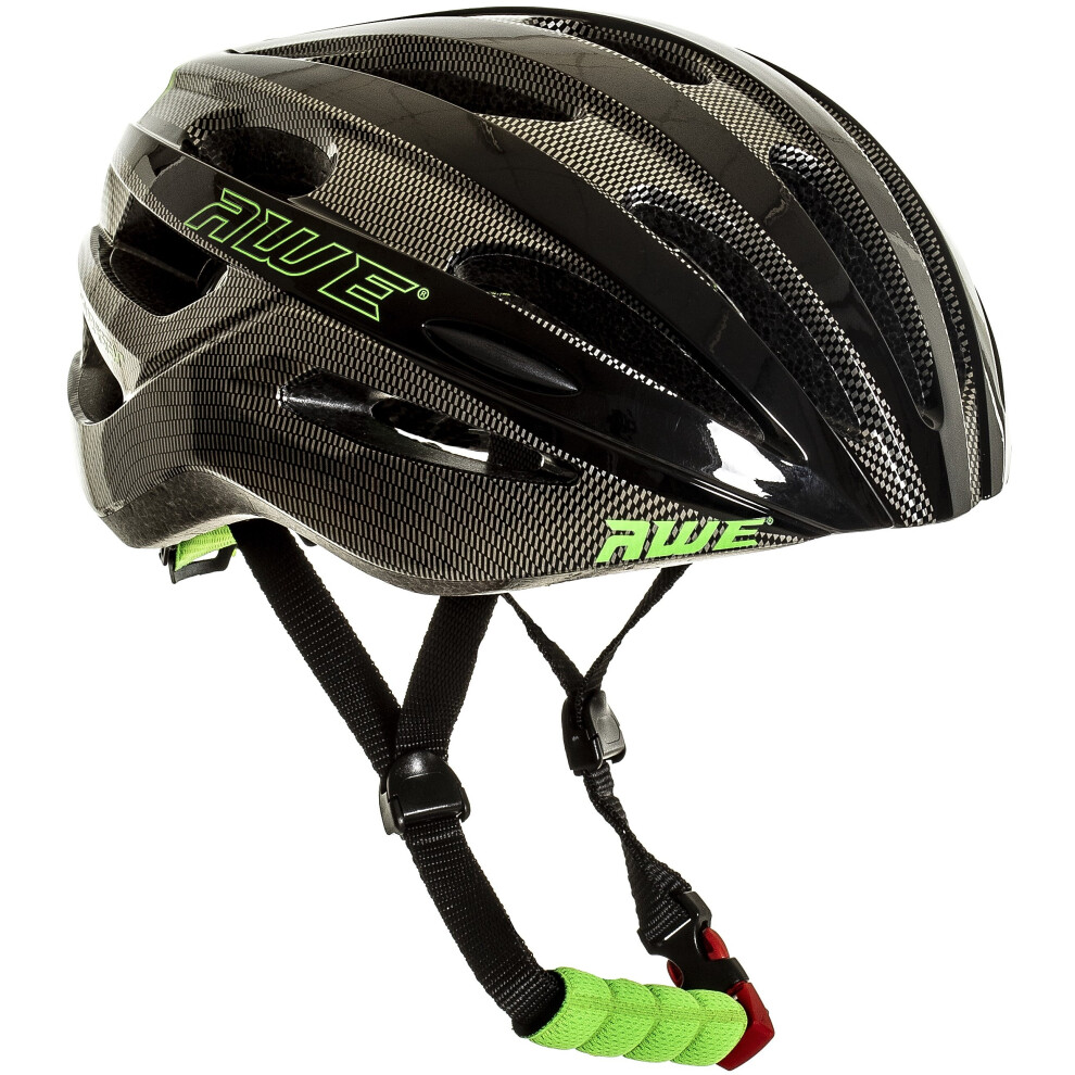 AWE® AWESprint Adult In Mould Bicycle/Bike Helmet Black/Carbon/Green Large 58-61cm *
