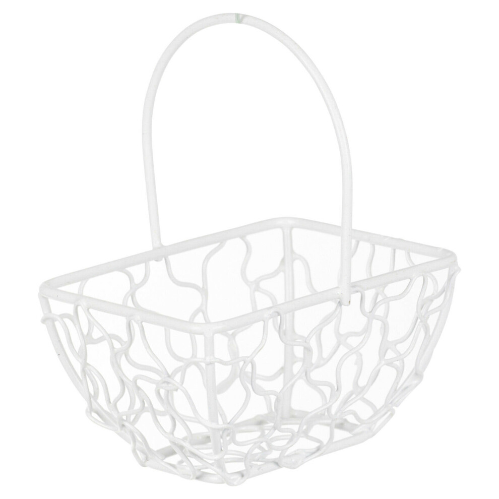 Urbn Living (Rectangle Basket, ) 6X Wire Metal Mesh Wedding Table Decor Baskets White
