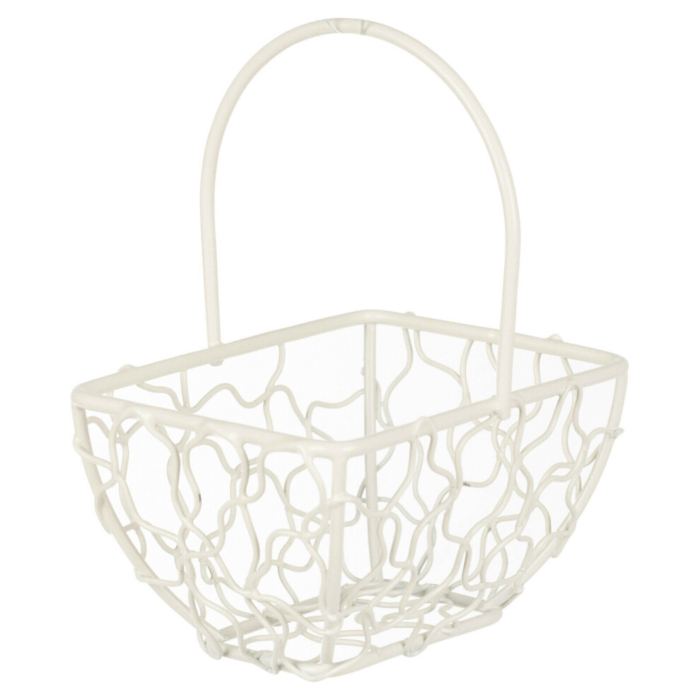 (Rectangle Basket, Ivory) 6x Wire Metal Mesh Wedding Table Decor Baskets