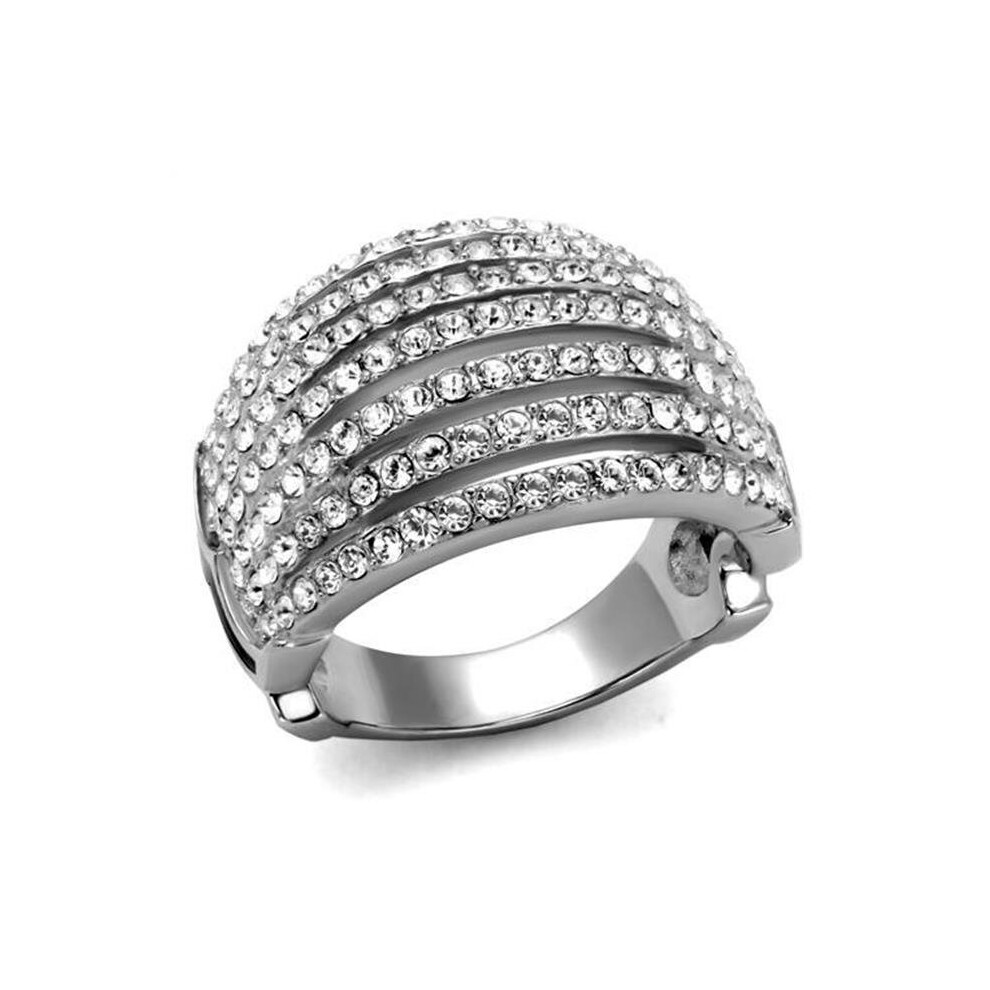 Photos - Ring Alamode TK2901-7 Women High Polished Stainless Steel  with Top Grade Crystal in Clear - Size 7