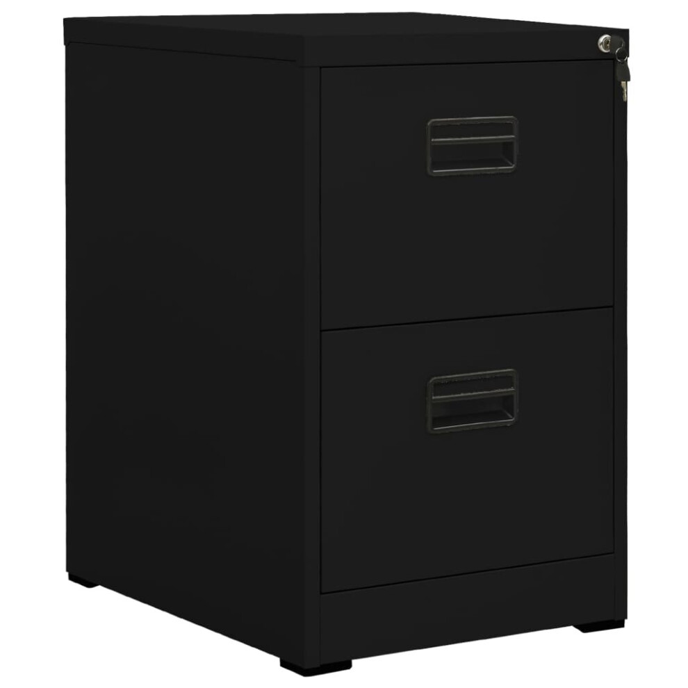 Vidaxl Filing Cabinet Black Steel Office Storage File Drawer Document Cabinet