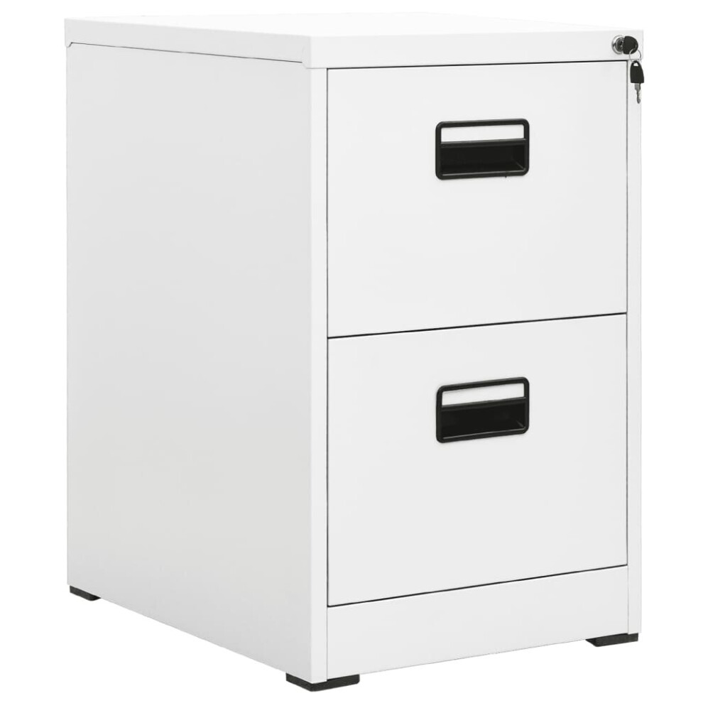 vidaXL Filing Cabinet White Steel Office Storage File Drawer Document Cabinet