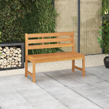 vidaXL Solid Teak Wood Garden Bench 114 cm Outdoor Patio Wooden Bench Seating
