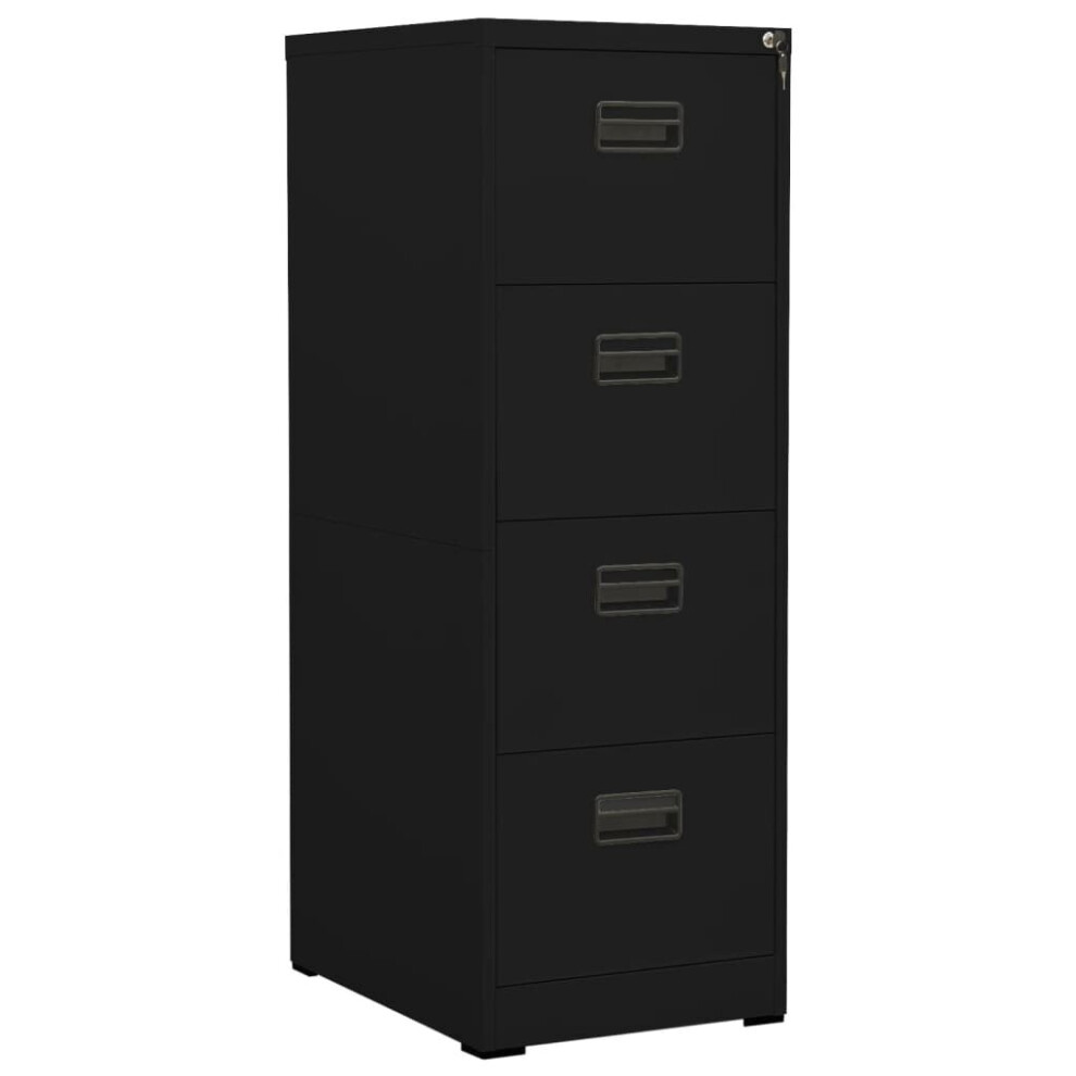 Vidaxl Filing Cabinet Black Steel Office Storage File Drawer Document Cabinet