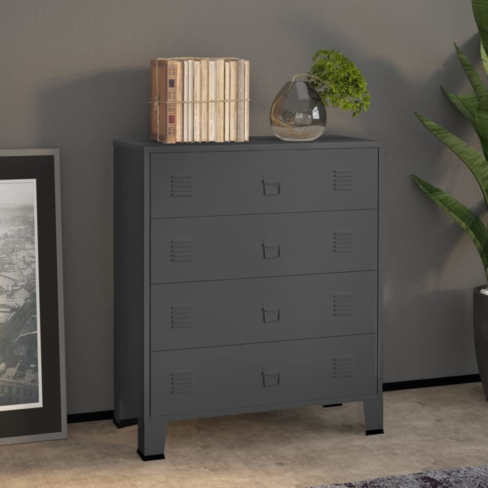 vidaXL Industrial Drawer Cabinet Anthracite Metal Storage Cabinet Sideboard