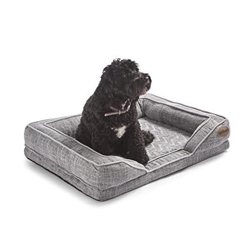 Silentnight Silentnight Orthopaedic Pet Bed - Medium Dog Cat Bed - Contoured Foam for Support, Machine Washable Cover, Non-Slip Base, grey