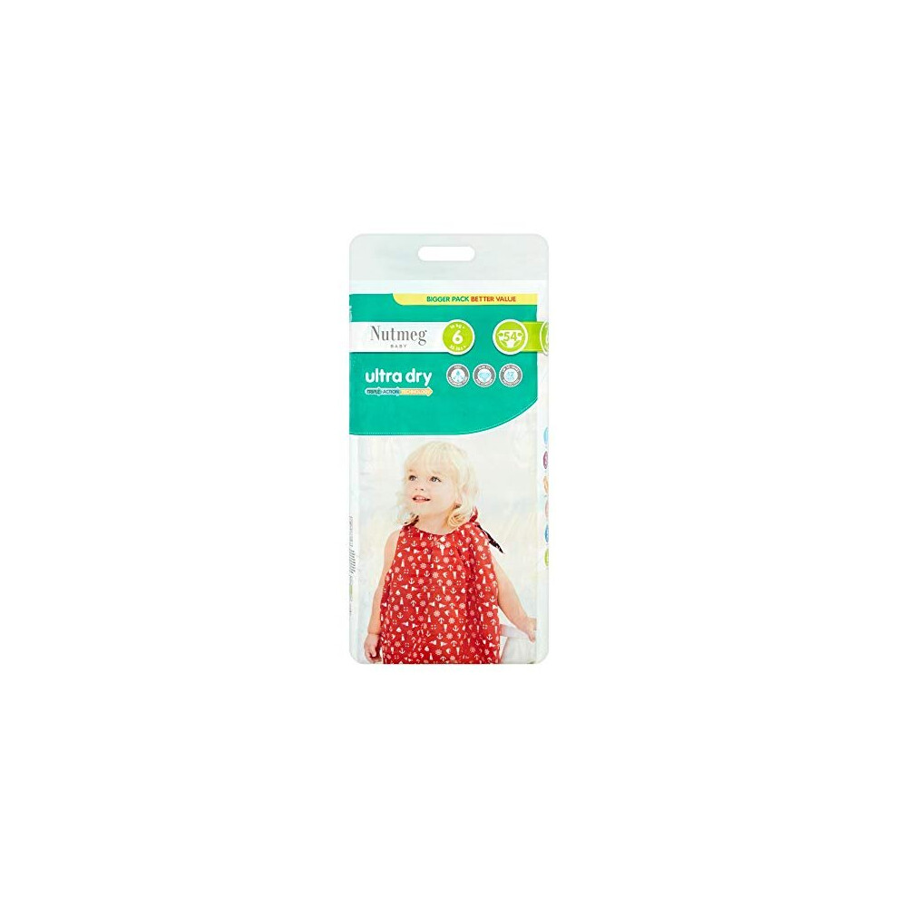 Baby Ultra Dry Nappies Size 6, Pack Of 54 Nutmeg