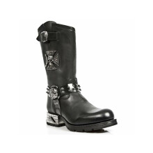 (41) New Rock MR030-S1 Mens Black Leather Gothic Shoes