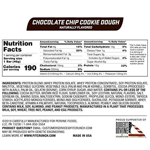 Fit Crunch Snack Size Protein Bar 9 Bars Chocolate Chip Cookie Dough 1