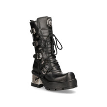 (41) New Rock 373-S33 Ladies Blck Gothic Mid Calf Boots