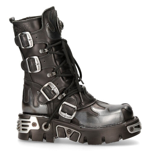 New Rock (43) New Rock 591-S2 Black/Silver Gothic Leather Boots 2