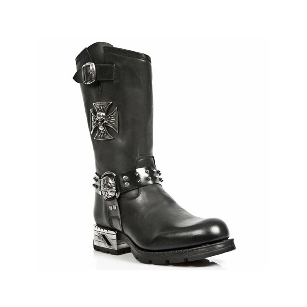 New Rock (45) Mr030-S1 Mens Black Leather Gothic Shoes