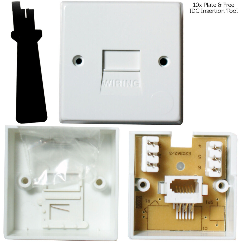 10x BT Extension Telephone Wall Socket IDC Slave Secondary Outlet Plate 1/3a