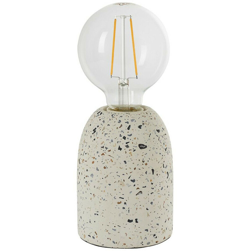 Loops Modern Terrazzo Mini Table Lamp White Speckled Marble Bedside Bulb Holder Light