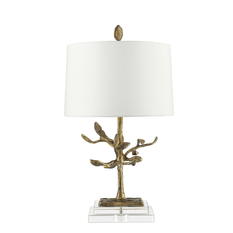 Loops Square Table Lamp Cream Shade Distressed Gold Led E27 100W Bulb D01081