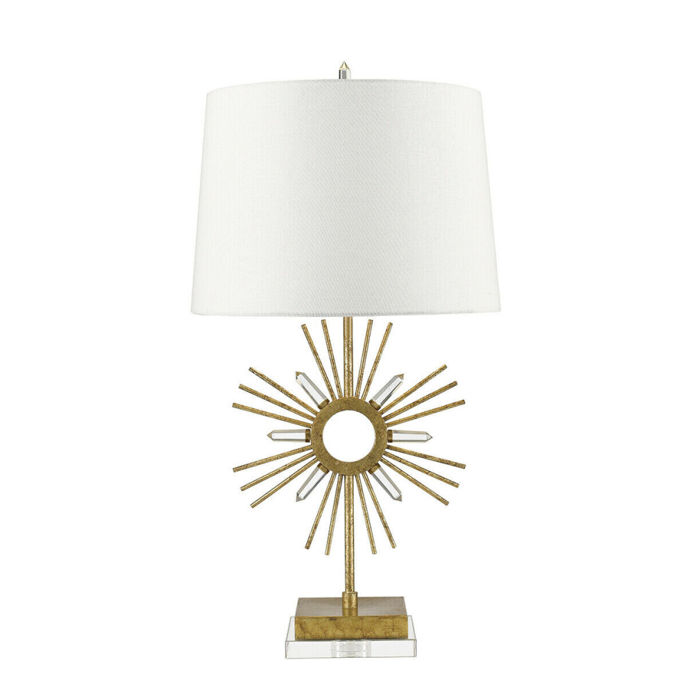 Loops Square Table Lamp Cream Shade Distressed Gold Led E27 100W Bulb D01096