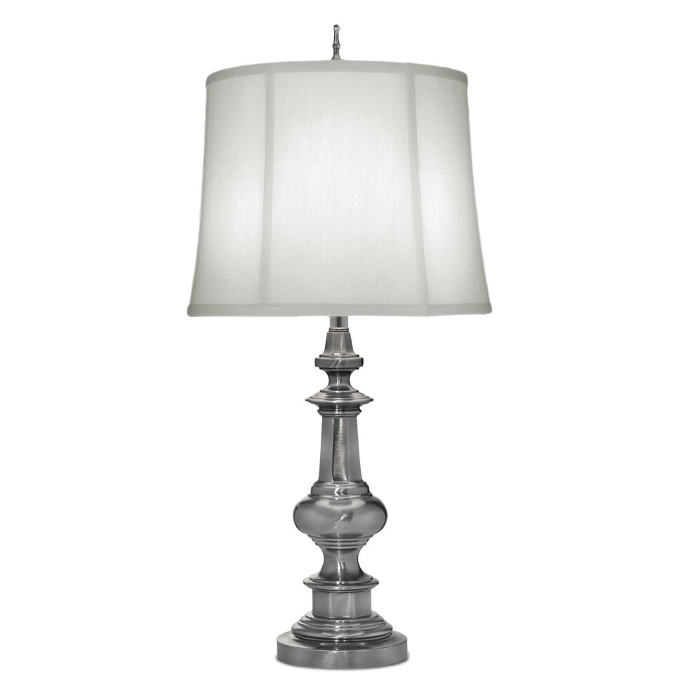 Loops Table Lamp Traditional Zince Cast Shadow Shade Antique Nickel Led E27 60W Ivory