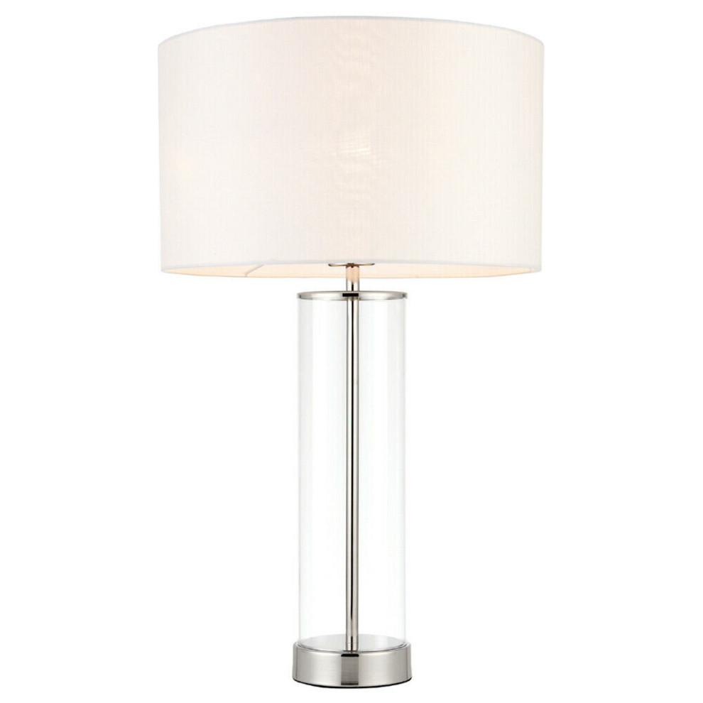 Loops Touch Dimmable Table Lamp Nickel Glass Shade Modern Bedside Feature White/Light