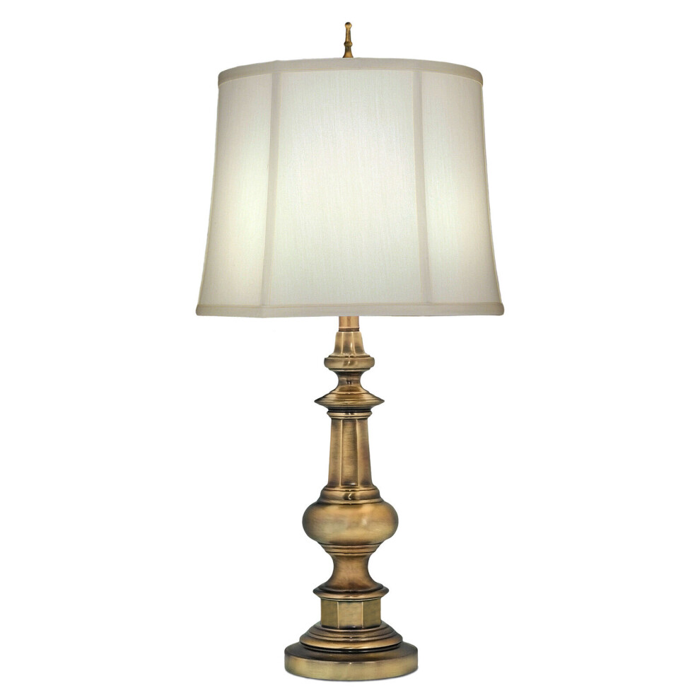 Loops Table Lamp Traditional Zince Cast Shadow Shade Antique Brass Led E27 60W Ivory