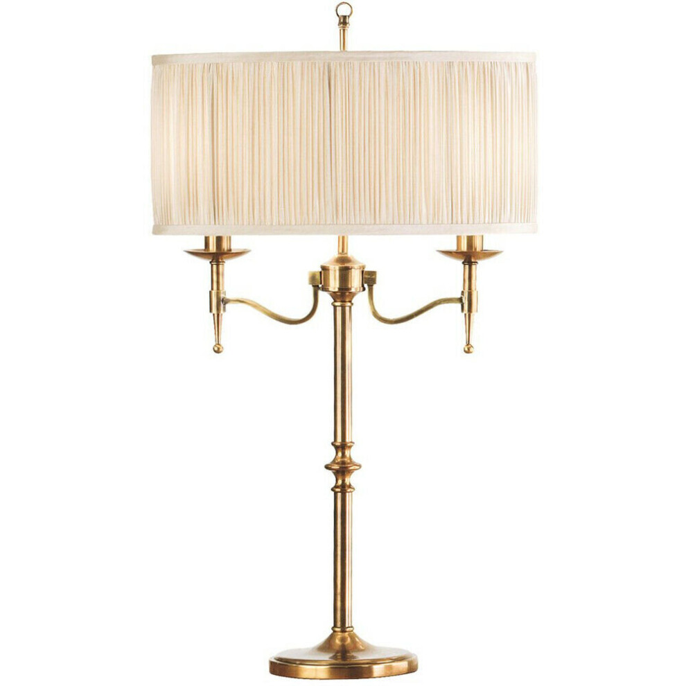 Loops Avery Luxury Twin Table Lamp Antique Brass & Shade Traditional Bulb Holder Beige