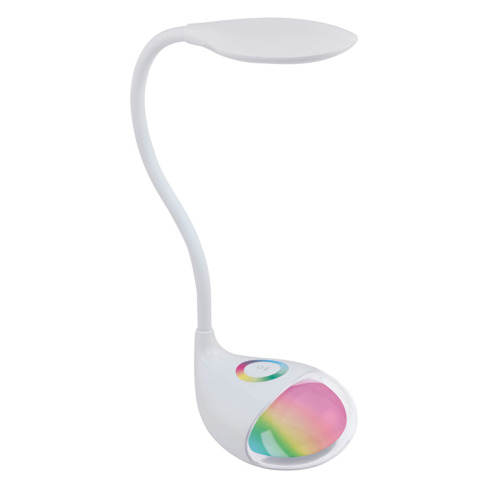 Loops Table Lamp Colour White Plastic Touch On/Off Dimmable Bulb Led 2.2W 0.3W