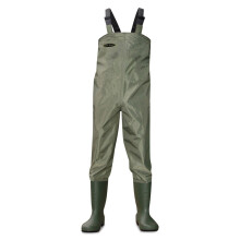 (Foot Size UK12, Green) Dirt Boot Nylon Chest Waders 100% Waterproof Fly Coarse Fishing Muck Wader