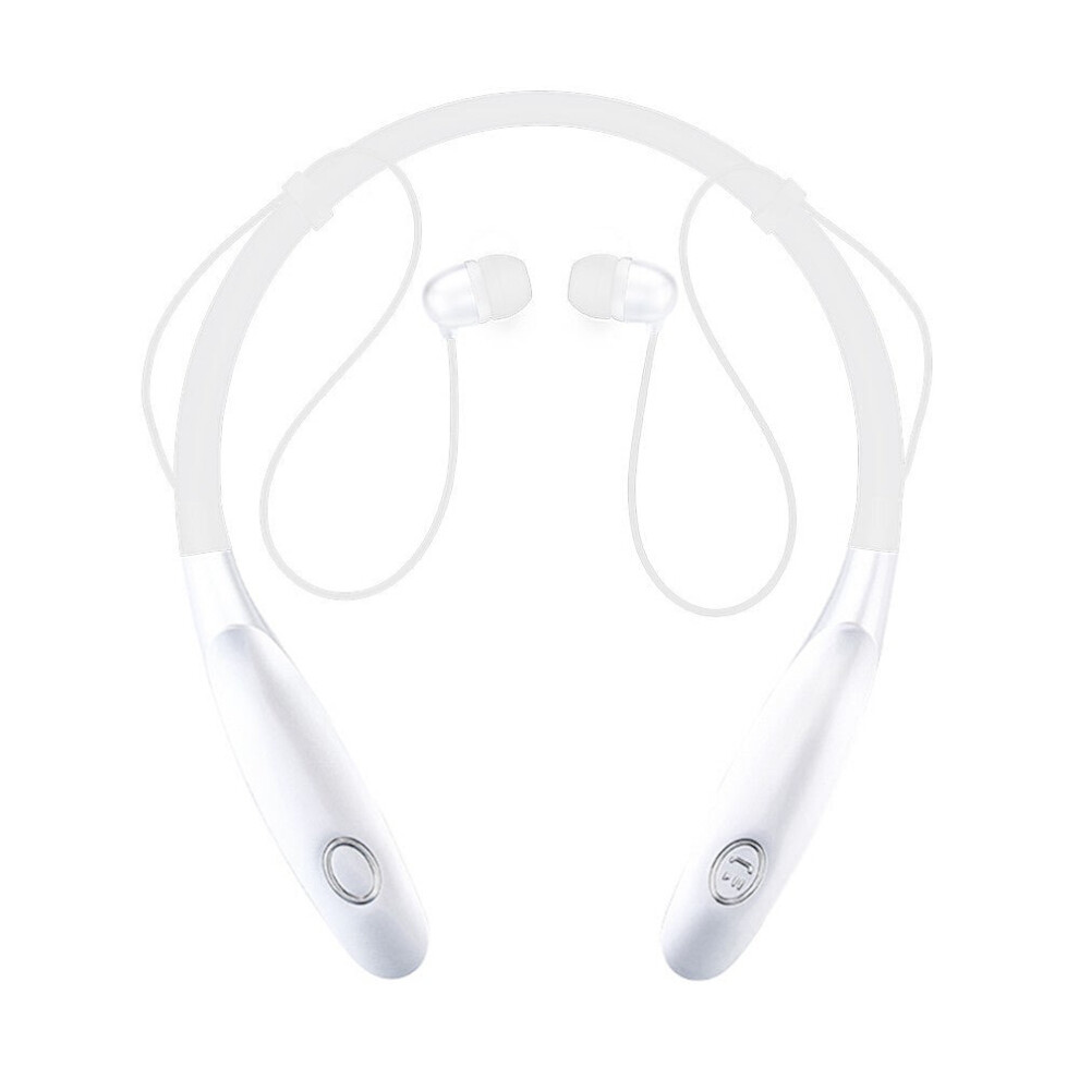 (White) Sports BT Earphones Neckband Lightweight Headphones 15H Music Playtime Noise Reduction