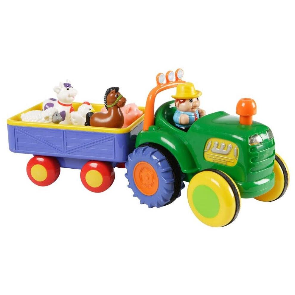 Disney Kiddieland 024752 Motorised Old Macdonald Tractor & Trailer - Includes 3X Aa Batteries, Farmer & 5 Animals, 12 Months+