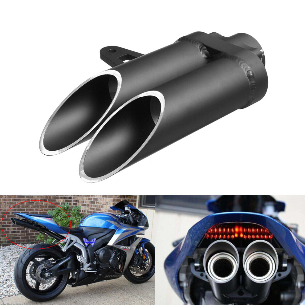 Universal 280Mm Aluminum Dual Outlet Motorcycle Muffler Exhaust Tail Pipe Tip 762179057536
