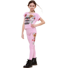 (9-10 Years, Baby Pink) Girls Made You Look Print Crop & Legging Set 5-13