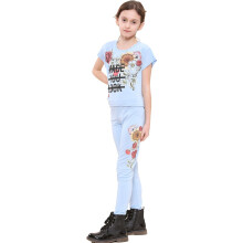(11-12 Years, Sky Blue) Girls Made You Look Print Crop & Legging Set 5-13