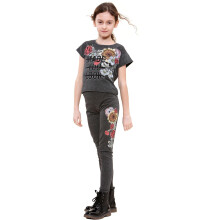 (13 Years, Charcoal) Girls Made You Look Print Crop & Legging Set 5-13