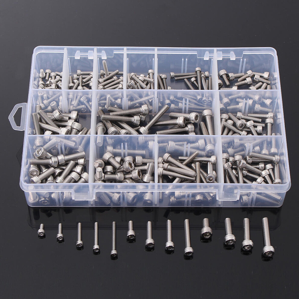 M3SSH2 M3/M4/M5 A2 Stainless Steel Hex Allen Socket Cap Screws Bolts Assorted Kit 270Pcs