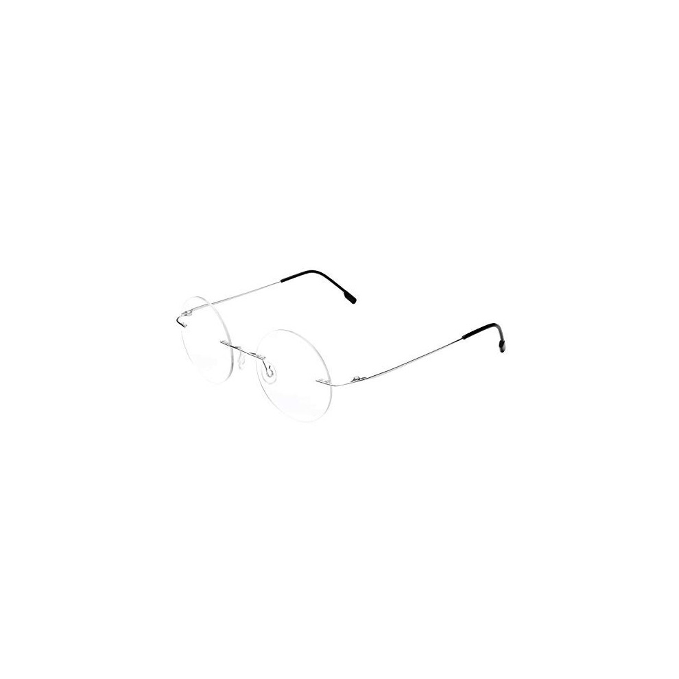 Fuisetaea Round Reading Glasses Titanium Alloy Lightweight Rimless Readers Eyeglasses Men Women