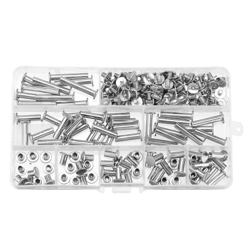90 Sets M5 6-30mm Nickel Plating Phillips Chicago Binding Posts Stud Screws Rivet Button Bookbinding 1