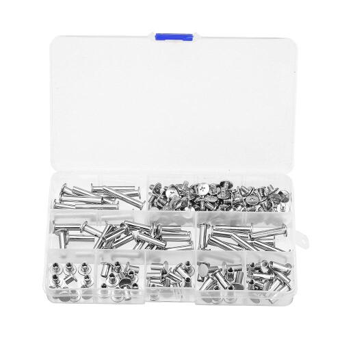 90 Sets M5 6-30mm Nickel Plating Phillips Chicago Binding Posts Stud Screws Rivet Button Bookbinding 2