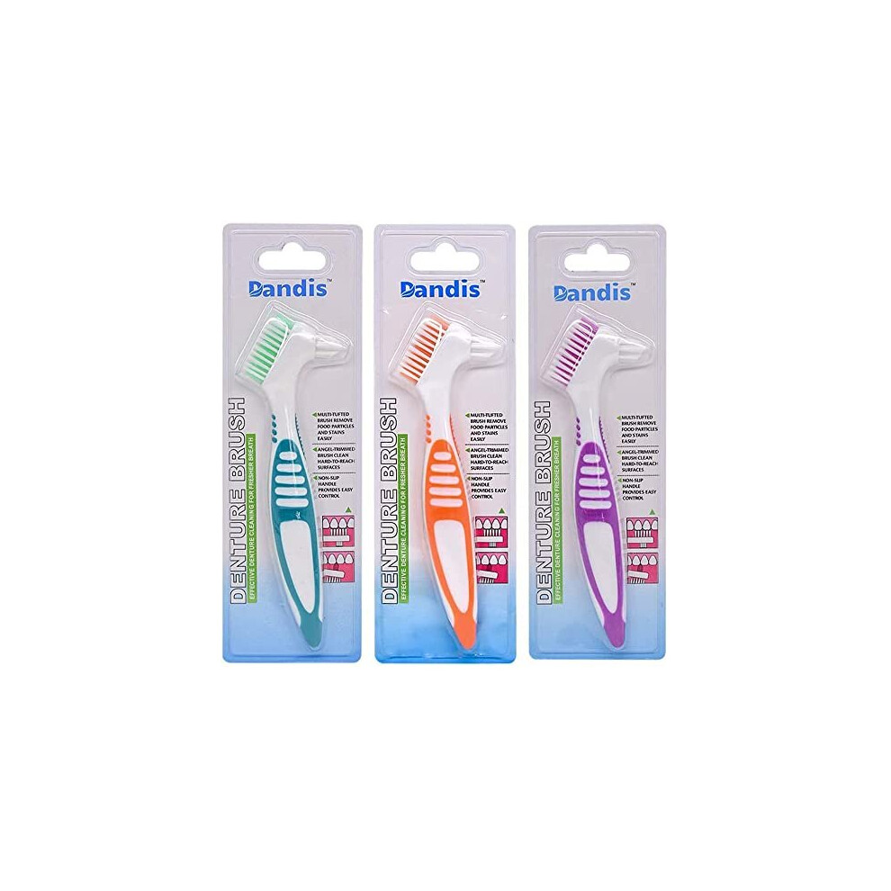 Chargenyang Denture Brush Dual Head Toothbrushes Hard Denture Cleaning Brush Denture Toothbrush Cleaning Brush False Teeth Brush Toothbrush(3Pack