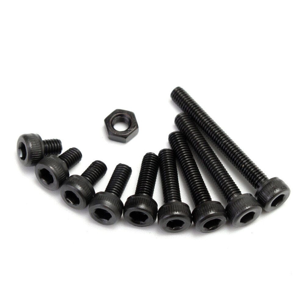 (12mm) M3CH9 50Pcs M3 Carbon Steel Hexagon Socket Cap Head Screws Bolts 4-20mm Optional Length