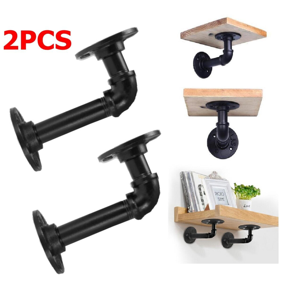 2Pcs Steampunk Industrial Steel Pipes Fittings Scaffold Board Shelf Brackets 3654659429117