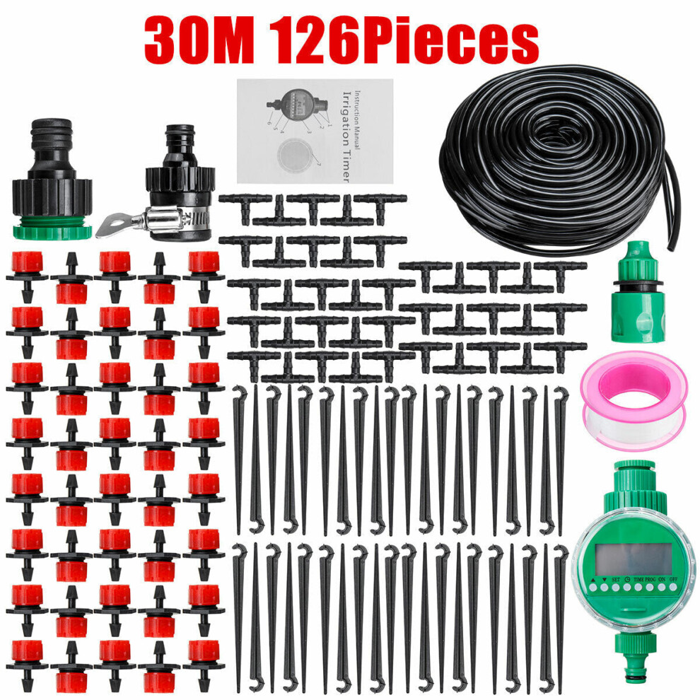 (126pcs One Set) 15/20/25/30m DIY Irrigation System Water Timer Auto Plant Watering Micro Drip Garden Watering Kits