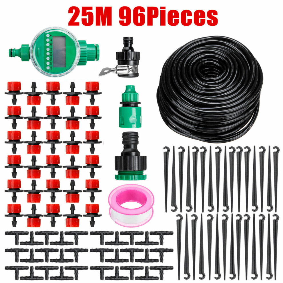 (96pcs) 15/20/25/30m DIY Irrigation System Water Timer Auto Plant Watering Micro Drip Garden Watering Kits