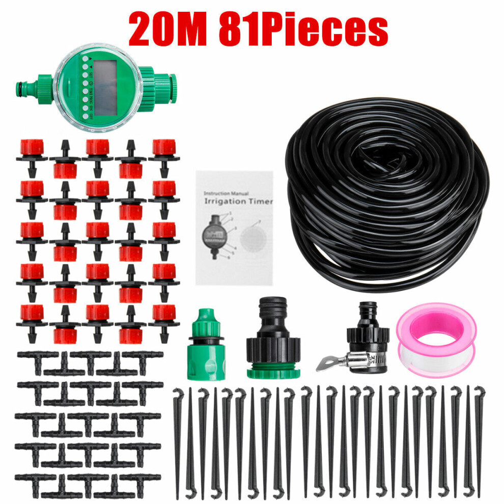 (81pcs) 15/20/25/30m DIY Irrigation System Water Timer Auto Plant Watering Micro Drip Garden Watering Kits