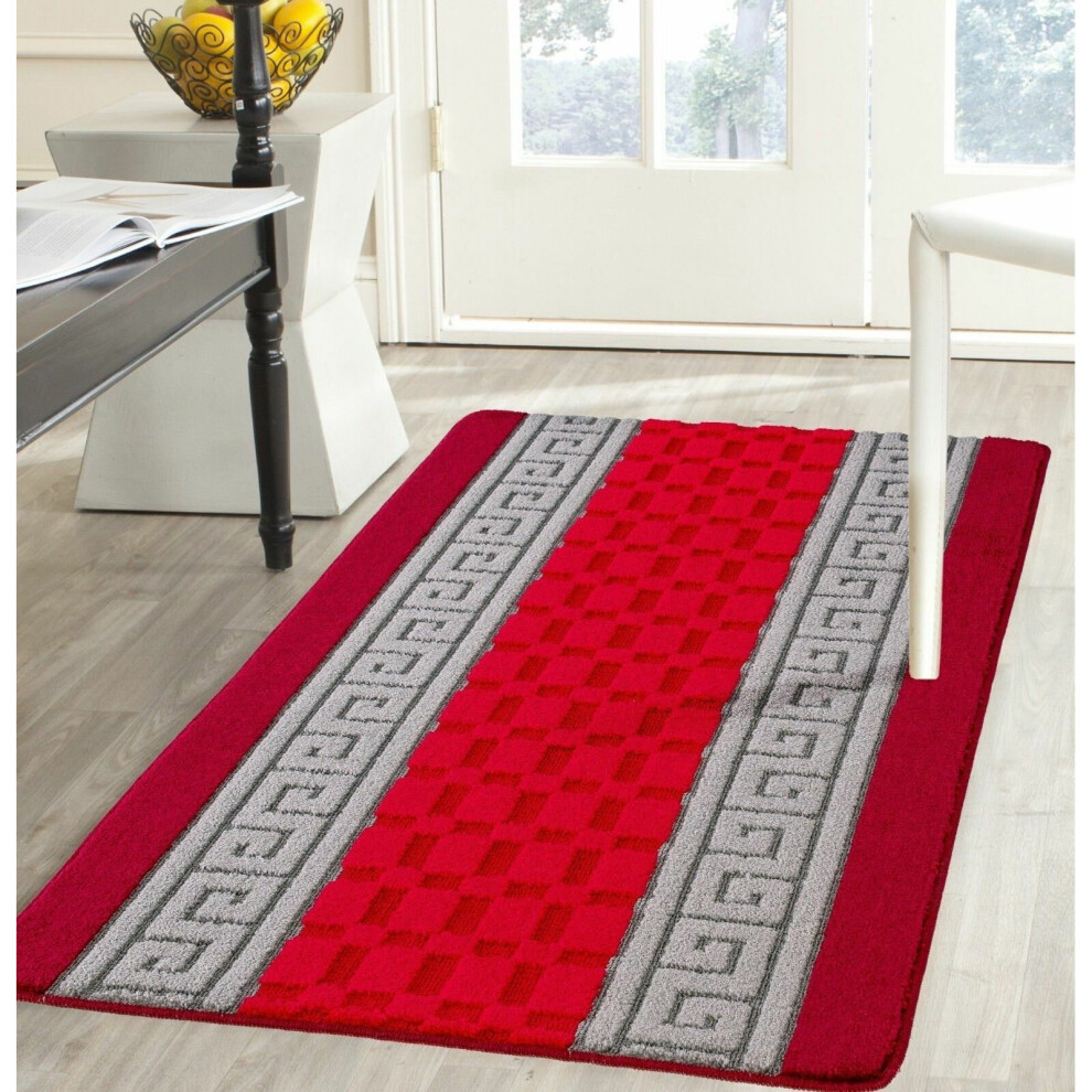 (Red_Grey_Red, 80cm x 150cm) Non Slip Beautiful Multi colour Nada Rug All Sizes-image-OPC-P989RHC-NEW