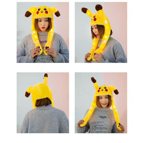 (Yellow) Led Glowing Plush Bunny Funny Hat With Moving Jumping Ears 1