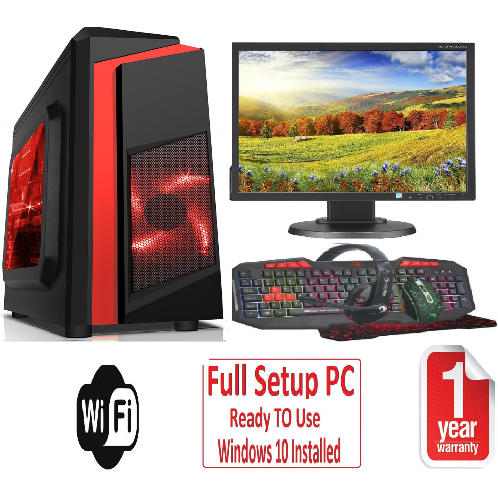 Computek Fast Gaming Pc Bundle - I5 8Gb Ram 1Tb Gt710 2Gb - F3 Red